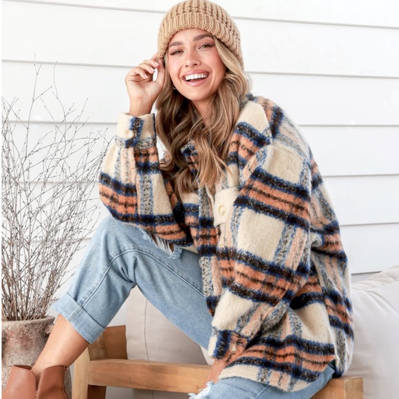 Haute Ellie Jackets & Blazers - MOUNTAIN LAUREL- Plaid Wool Jacket